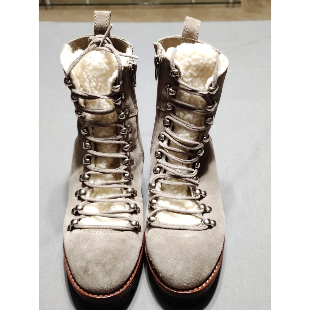 Jeffrey Campbell Culvert Suede Sherpa Combat Boots‎ Taupe Women 7 Hiking Western